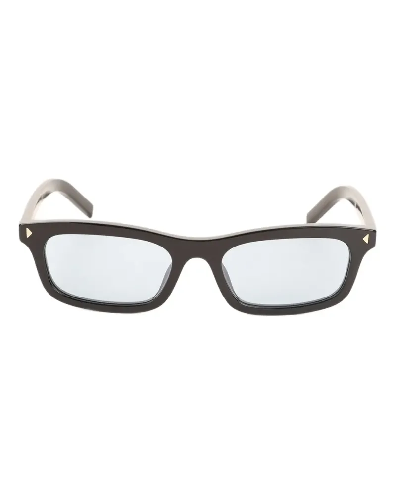 Prada Eckige Sonnenbrille mit Logo-Schild - Schwarz Schwarz
