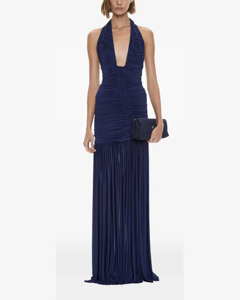 Christopher Esber Orion ruched halterneck maxi dress - Blau Blau