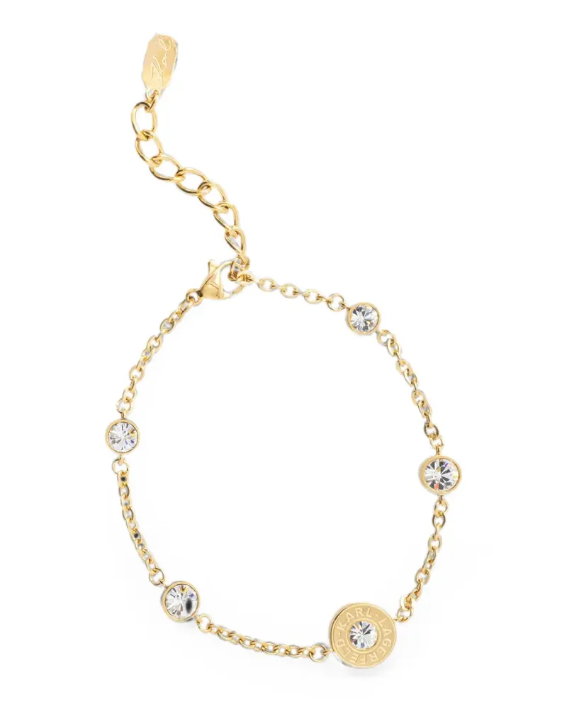 Karl Lagerfeld crystal-embellished logo-engraved bracelet - Gold Gold