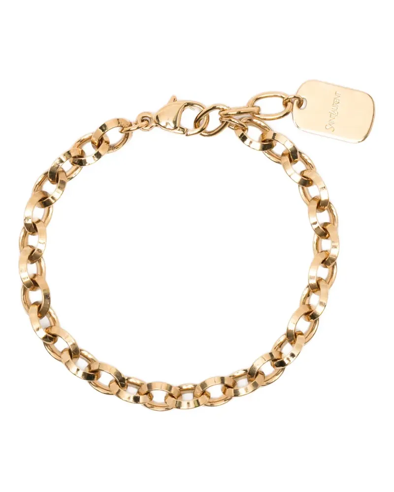 Saint Laurent logo-plaque cable-link bracelet - Gold Gold