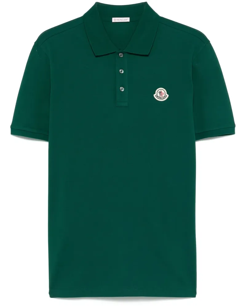 Moncler Piqué-Poloshirt mit Streifendetail - Grün Grün