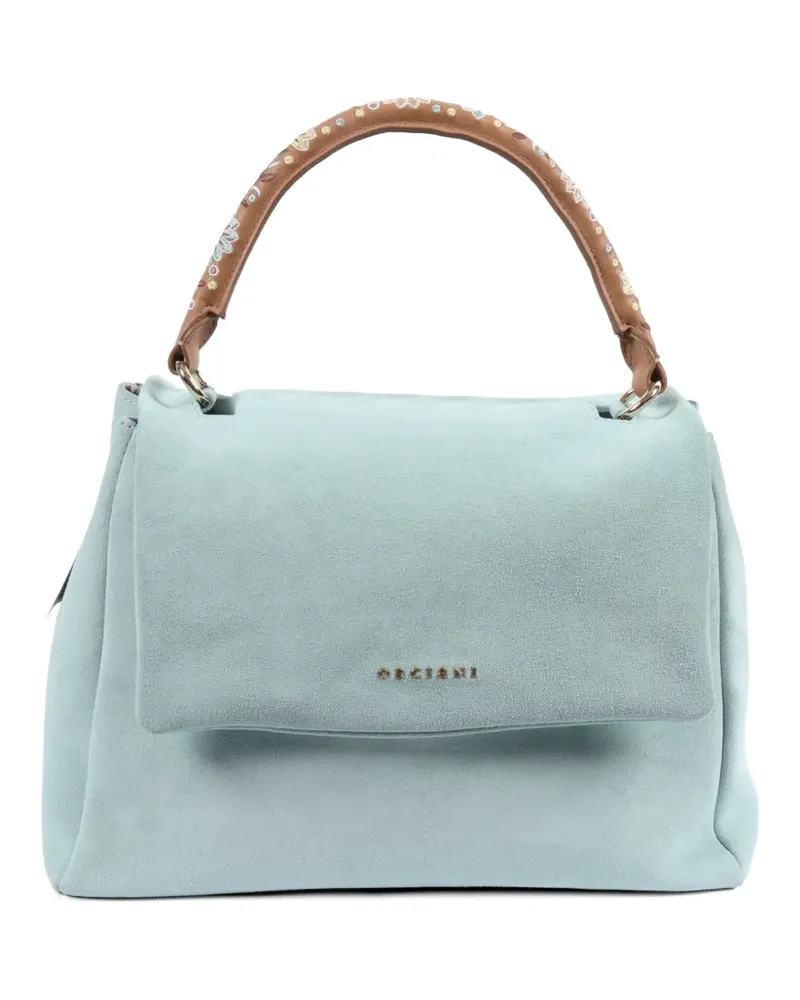 Orciani Midi Sveva Peach Flowers Tote Bag - Blau Blau