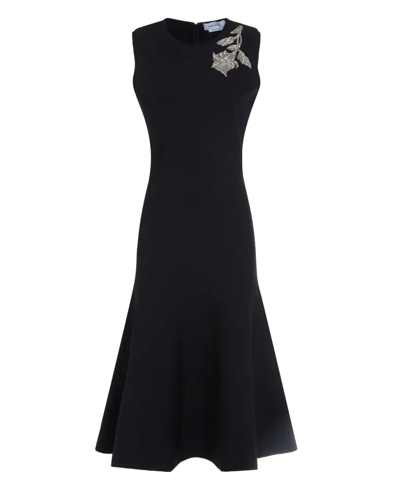 Alexander McQueen Midikleid mit Blumenstickerei - Schwarz Schwarz