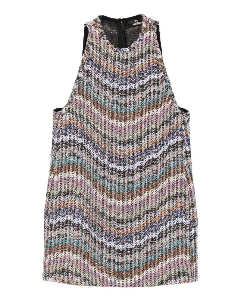 Missoni Chevron Strick-Minikleid mit Pailletten - Blau Blau