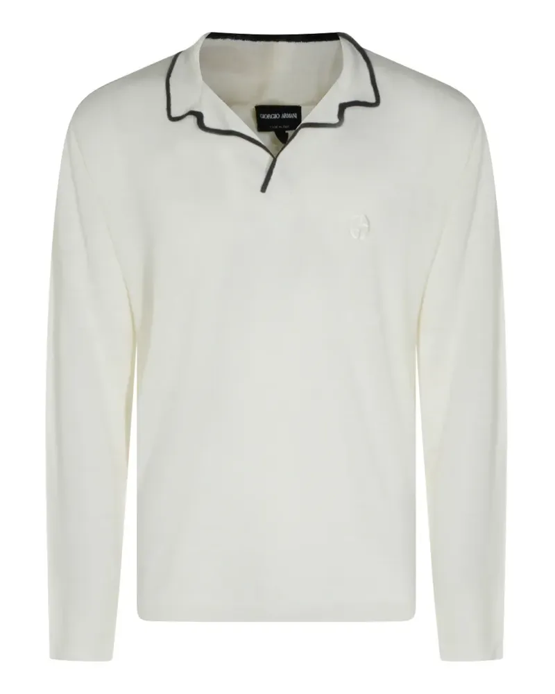 Giorgio Armani Langärmeliges Poloshirt - Weiß Weiß