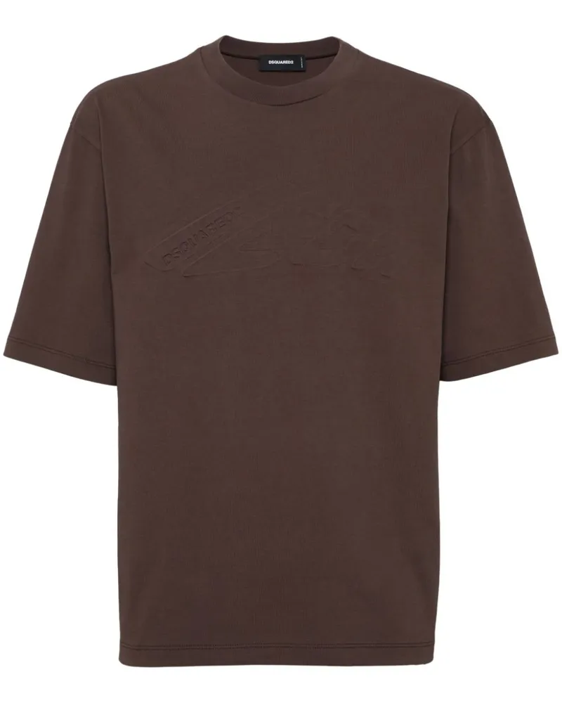 Dsquared2 T-Shirt mit Logo-Prägung - Braun Braun