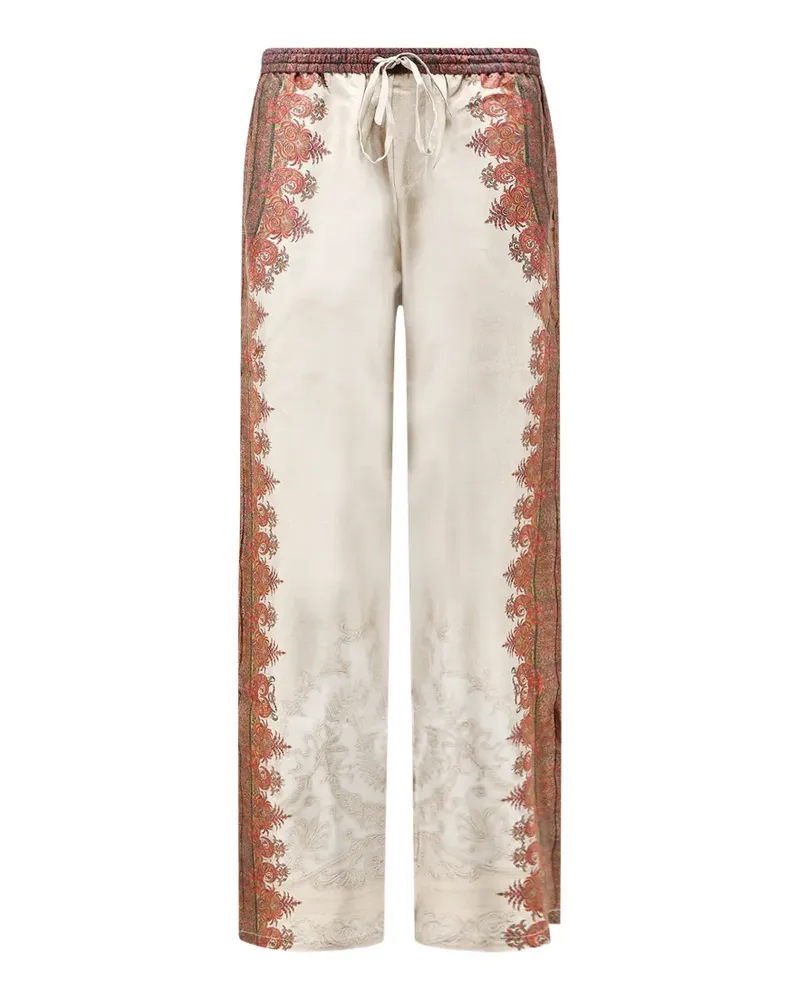 Pierre-Louis Mascia Aloe paisley-print drawstring trousers - Nude Nude