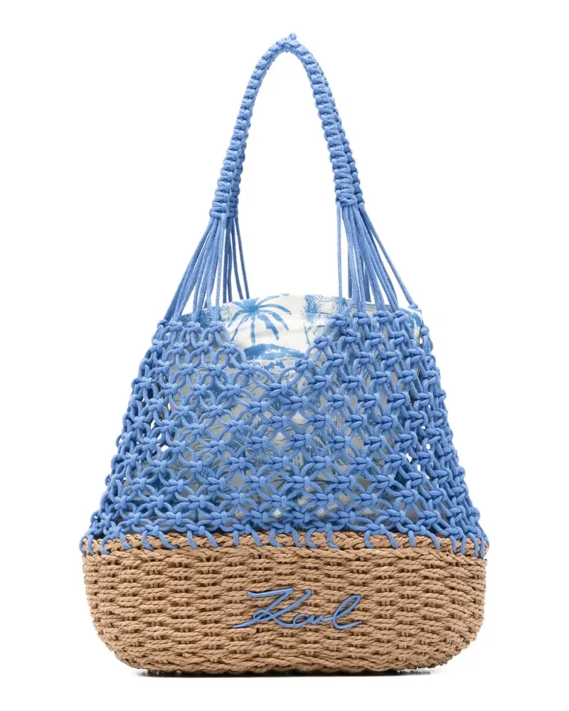 Karl Lagerfeld macramé beach bag - Blau Blau