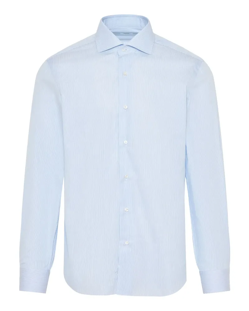 BARBA Fein gestreiftes Hemd - Blau Blau