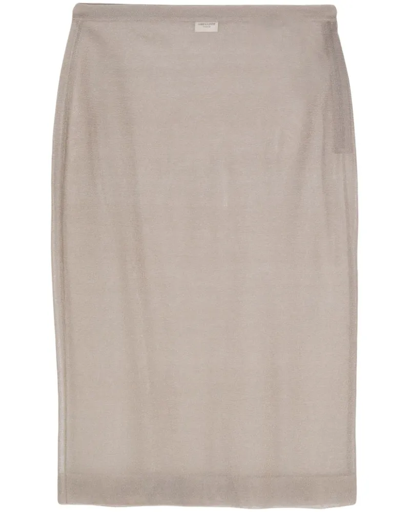 Saint Laurent Gestrickter Bleistiftrock - Grau Grau