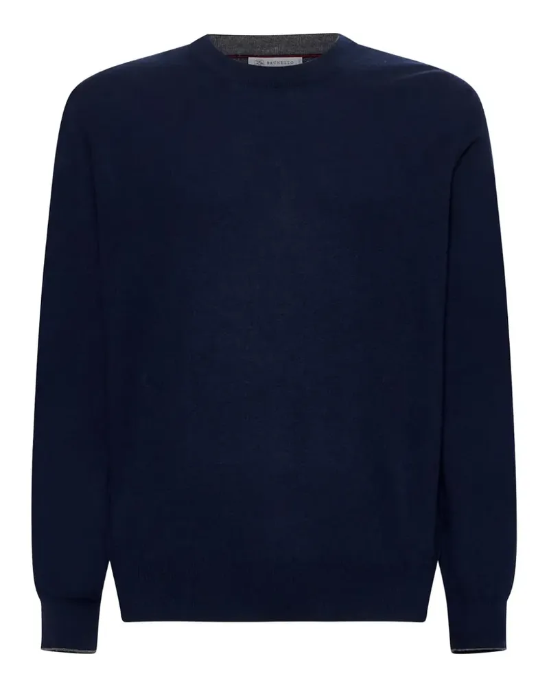 Brunello Cucinelli Kaschmirpullover mit rundem Ausschnitt - Blau Blau