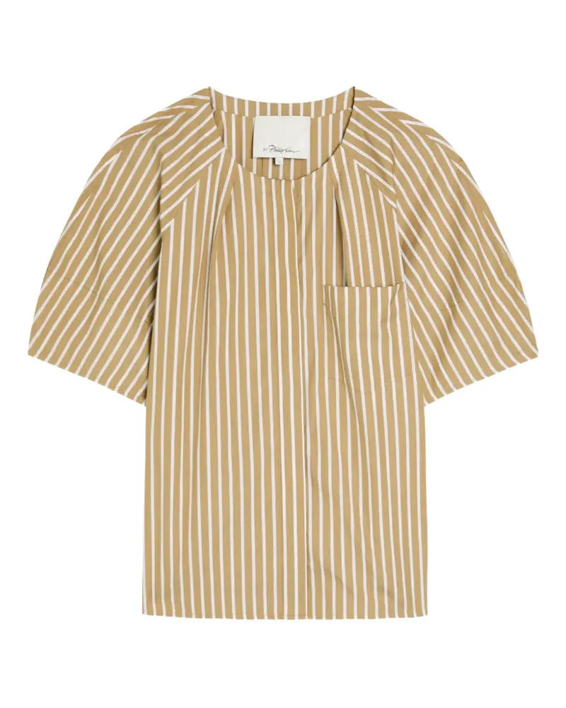 3.1 phillip lim striped short-sleeve blouse - Nude Nude