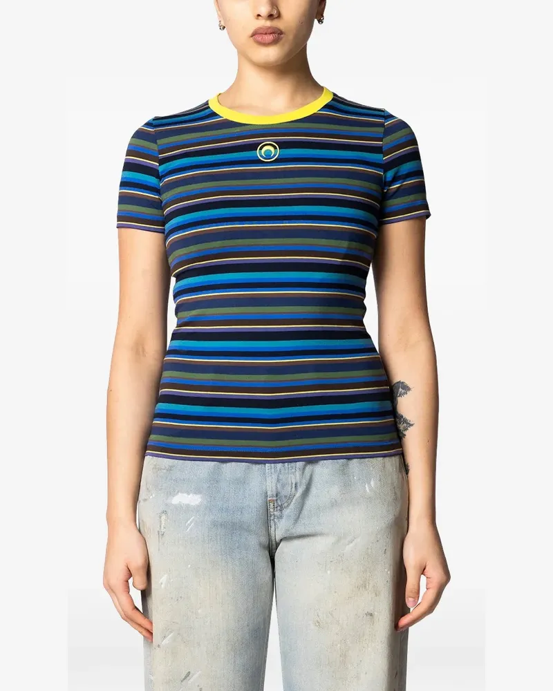 Marine Serre stripe-pattern T-shirt - Blau Blau