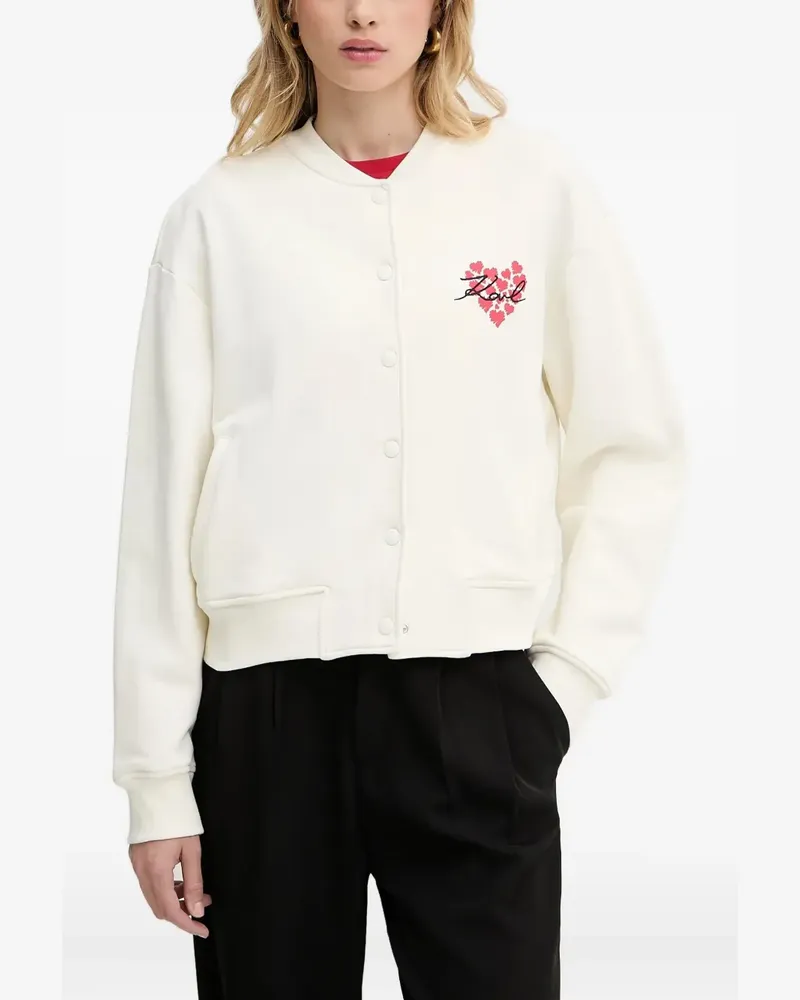 Karl Lagerfeld Bomberjacke mit Herzstickerei - Weiß Weiß
