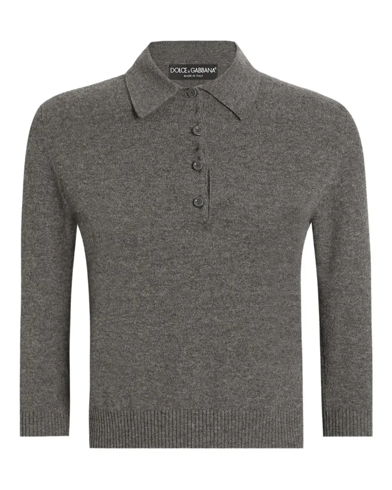 Dolce & Gabbana Poloshirt mit Dreivierteldetail - Grau Grau
