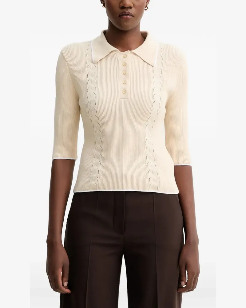 Sessùn cable-knit polo shirt - Nude Nude