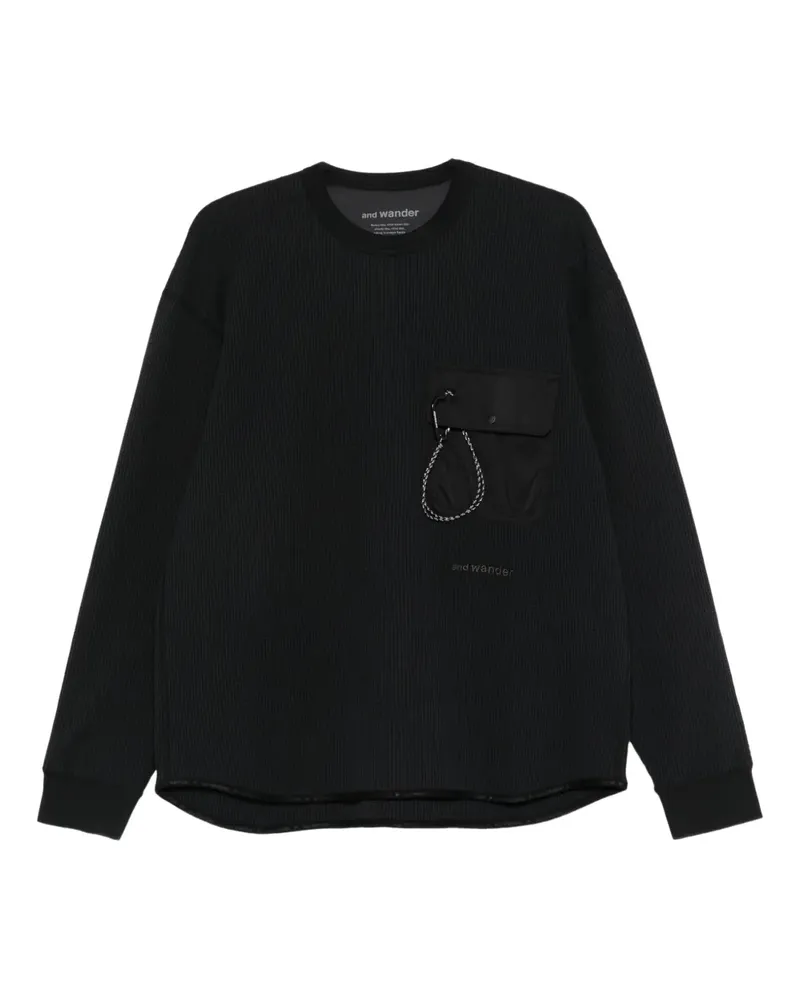 and wander Sweatshirt mit Klappentasche - Schwarz Schwarz