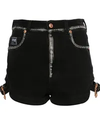 Versace Jeans Denim-Shorts mit graviertem Logo Schwarz