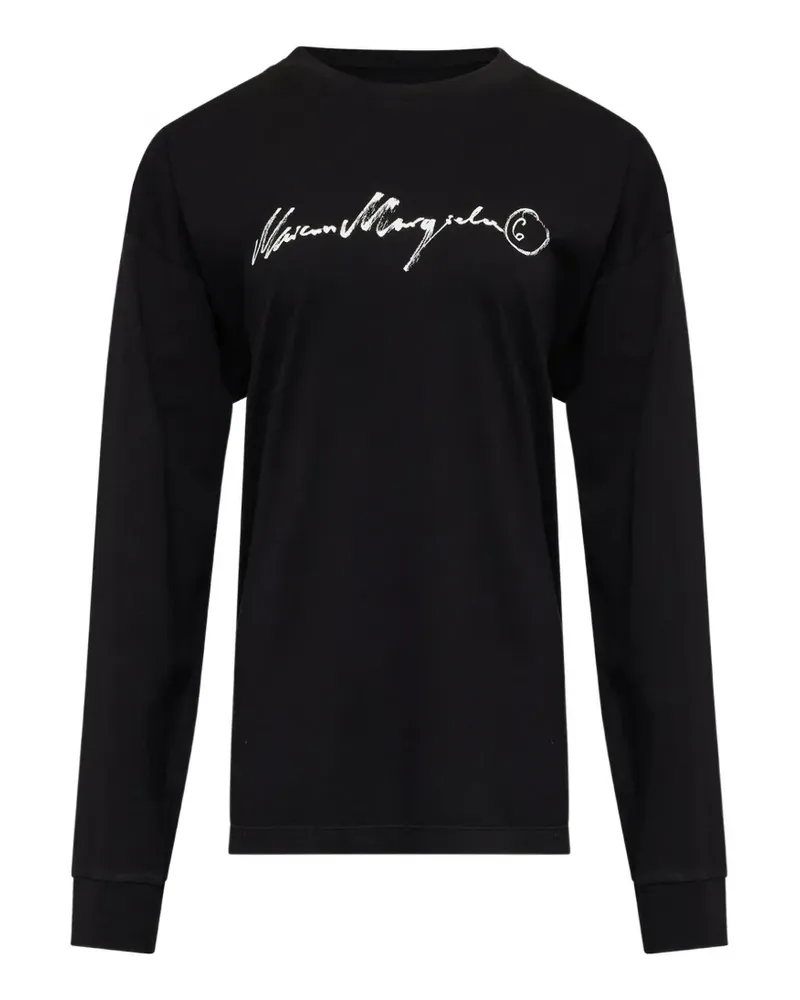 Maison Margiela Langärmeliges T-Shirt mit überfärbtem handgeschriebenem Print - Schwarz Schwarz