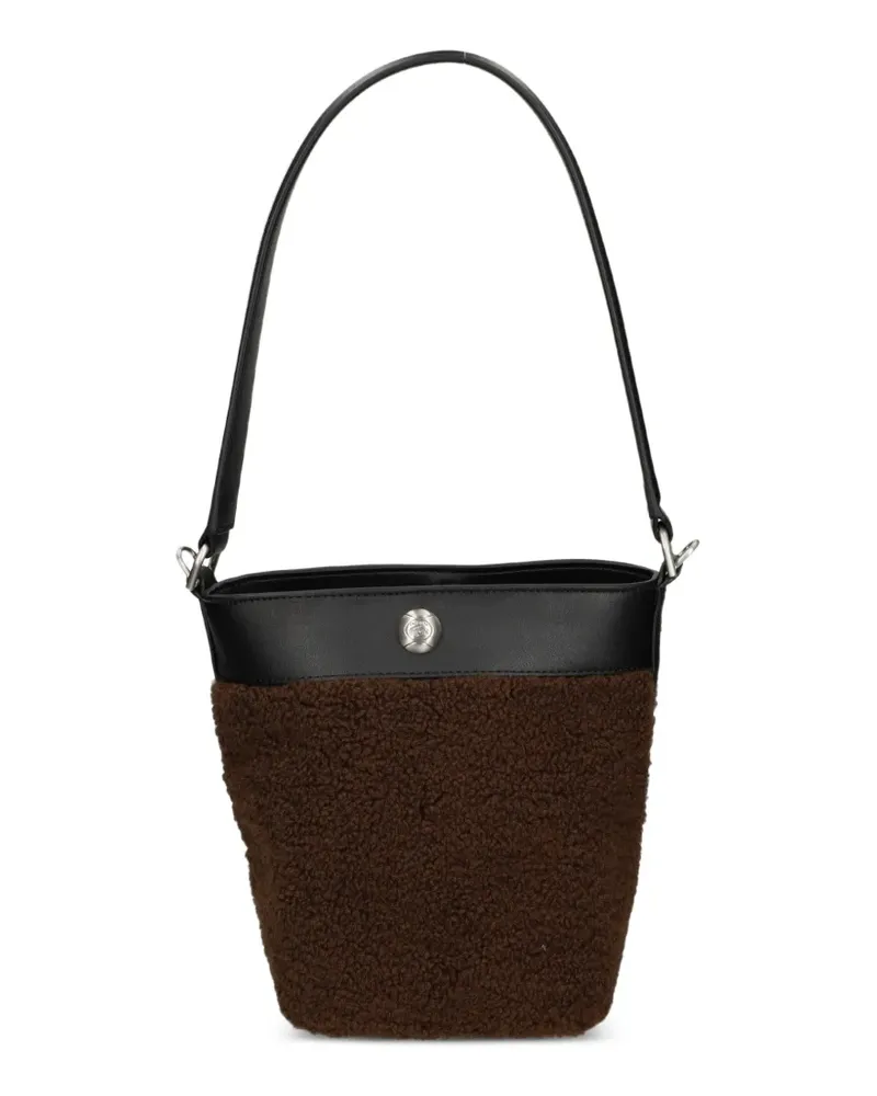 Lacoste Kleine Bliss Beuteltasche mit Fleece-Struktur und Logoplakette - Braun Braun