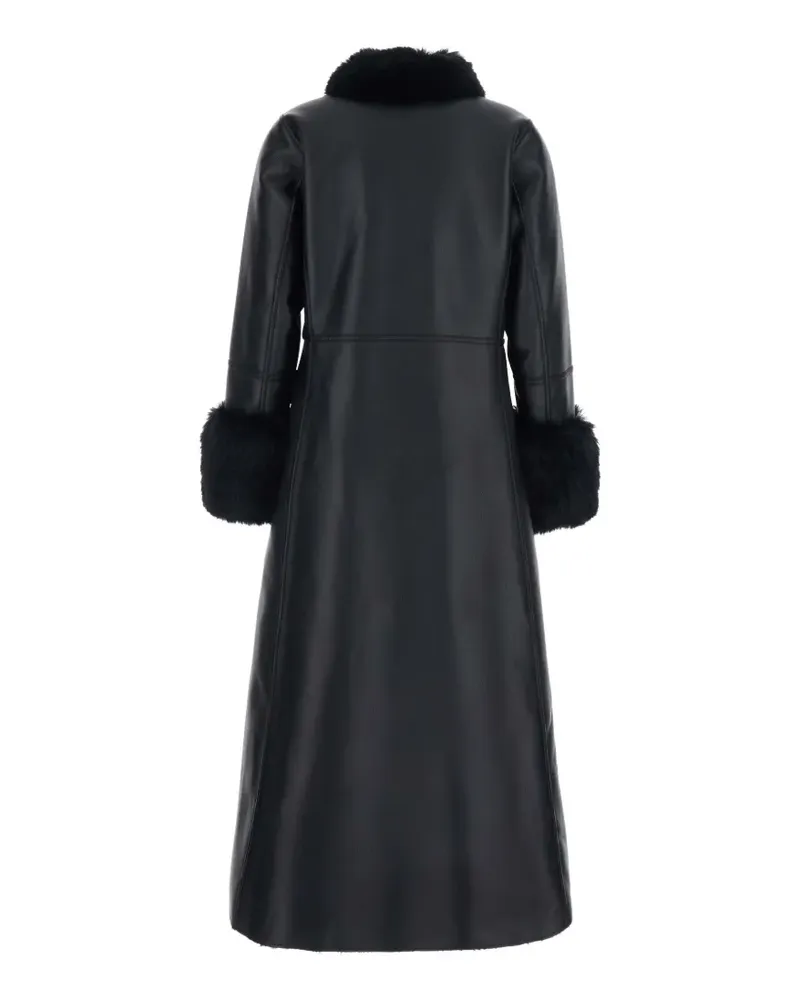 Urbancode Mantel mit Faux-Fur-Besatz - Schwarz Schwarz