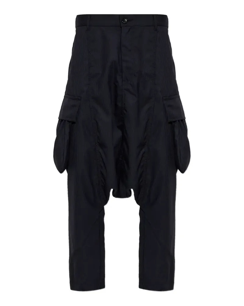 Comme des Garçons herringbone-pattern drop-crotch cargo pants - Blau Blau