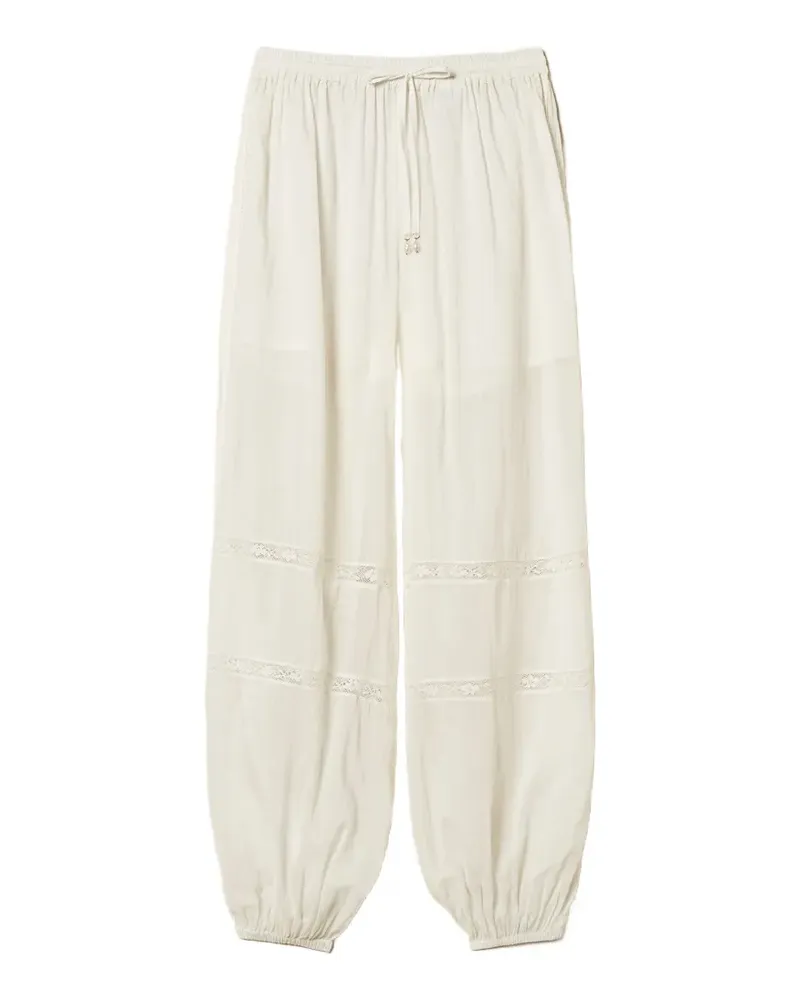 Twin-Set lace-insert muslin trousers - Weiß Weiß