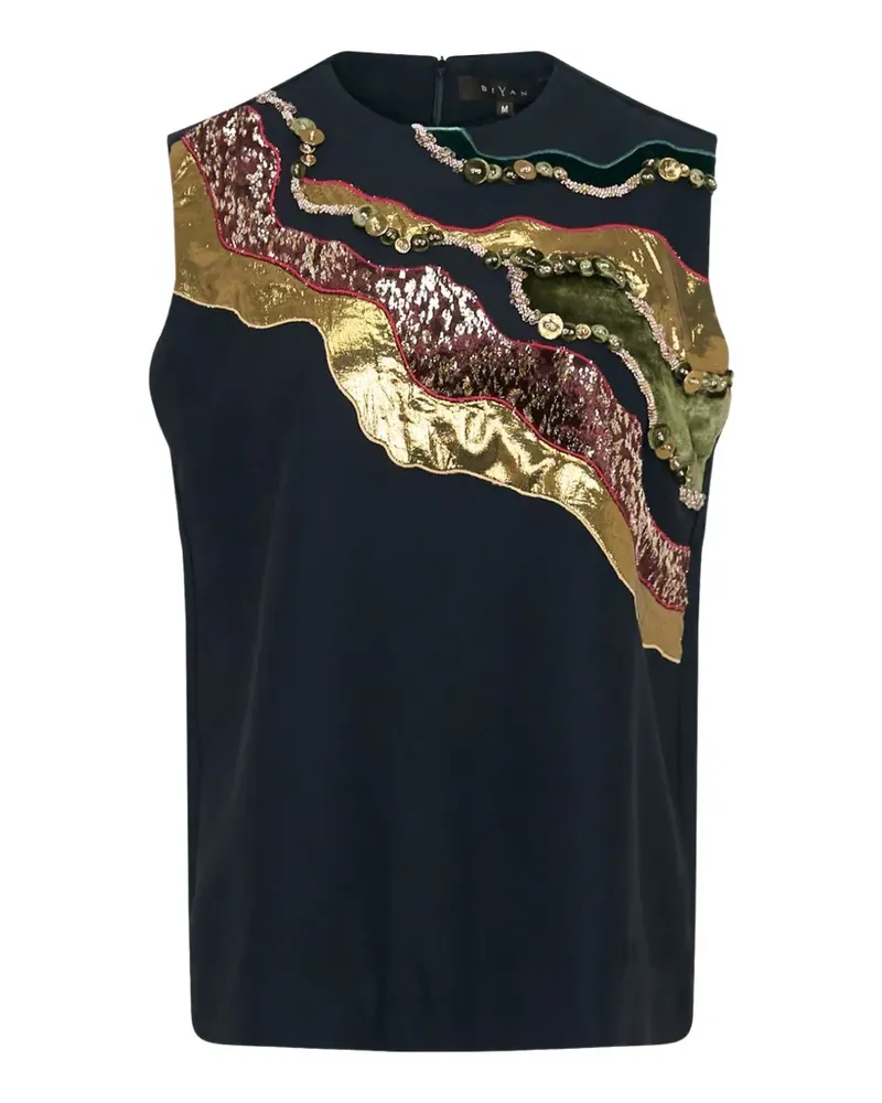 Biyan embellished gabardine sleeveless top - Schwarz Schwarz