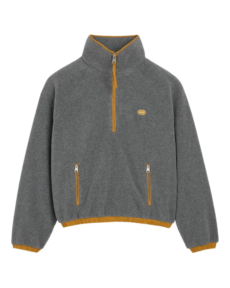 AMI Paris Sweatshirt aus Fleece mit Ami-Patch - Grau Grau