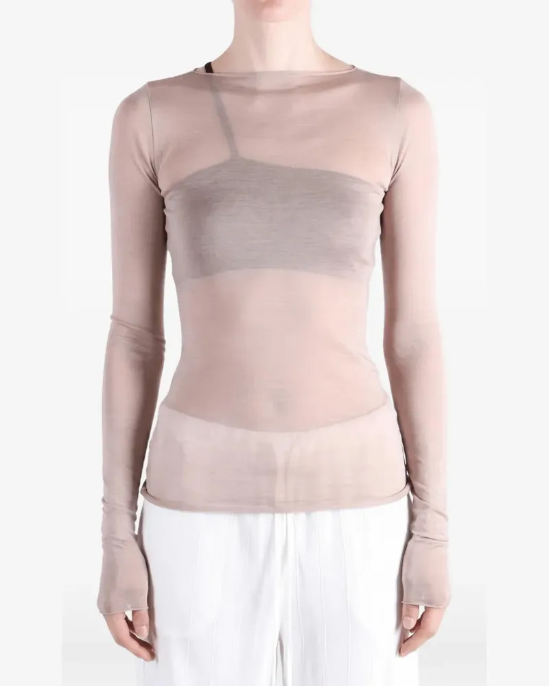 Rick Owens semi-sheer long-sleeve top - Rosa Rosa