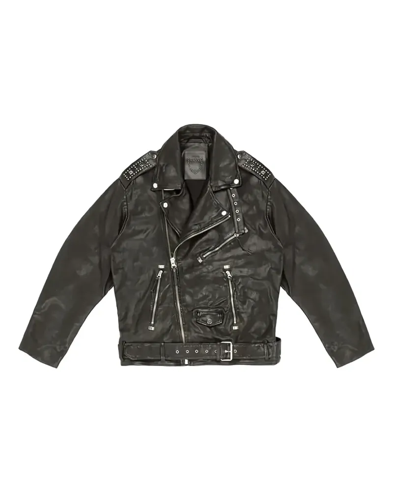 HTC Hollywood Trading Company Melrose Lederjacke mit Nieten - Schwarz Schwarz