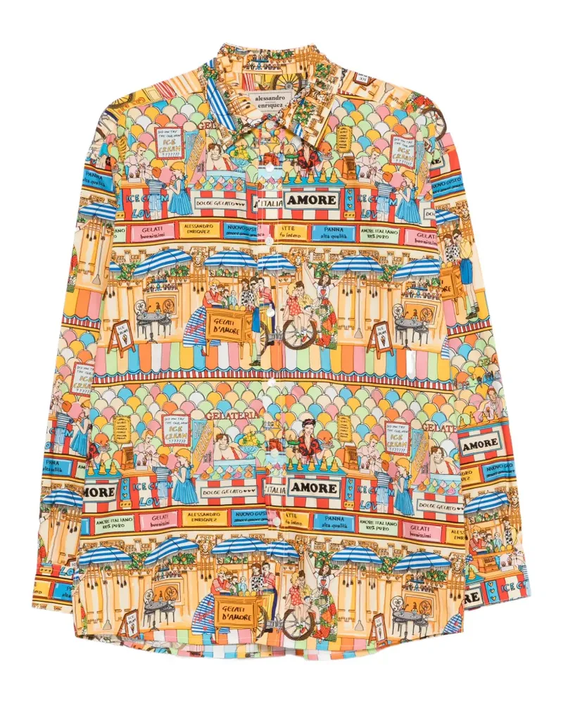 Alessandro Enriquez Hemd mit grafischem Print - Nude Nude