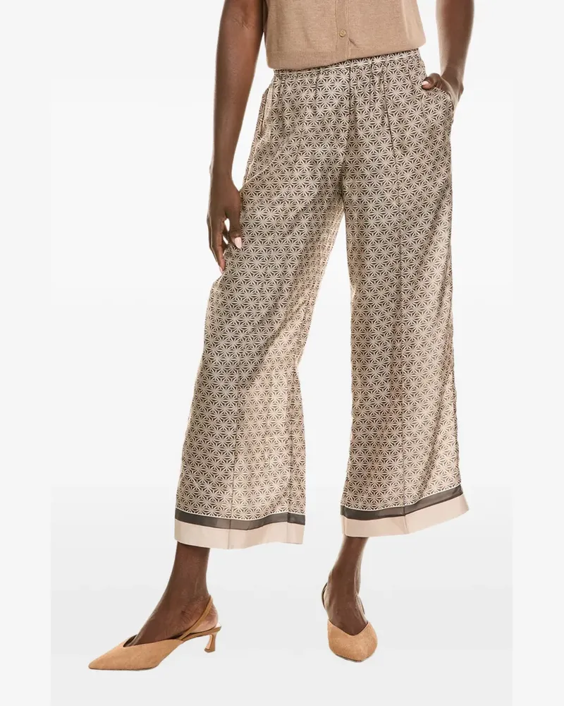 Brunello Cucinelli geometric-print wide-leg trousers - Nude Nude