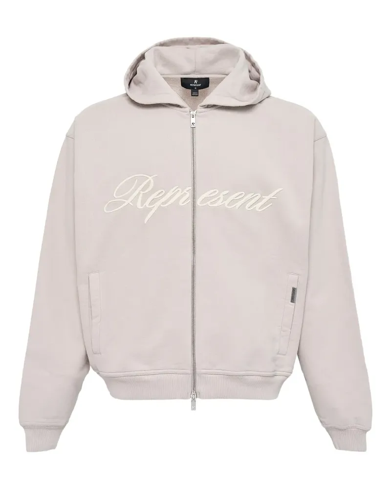 REPRESENT script-logo zip-up hoodie - Nude Nude