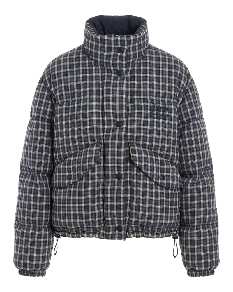 Miu Miu check-pattern quilted jacket - Blau Blau