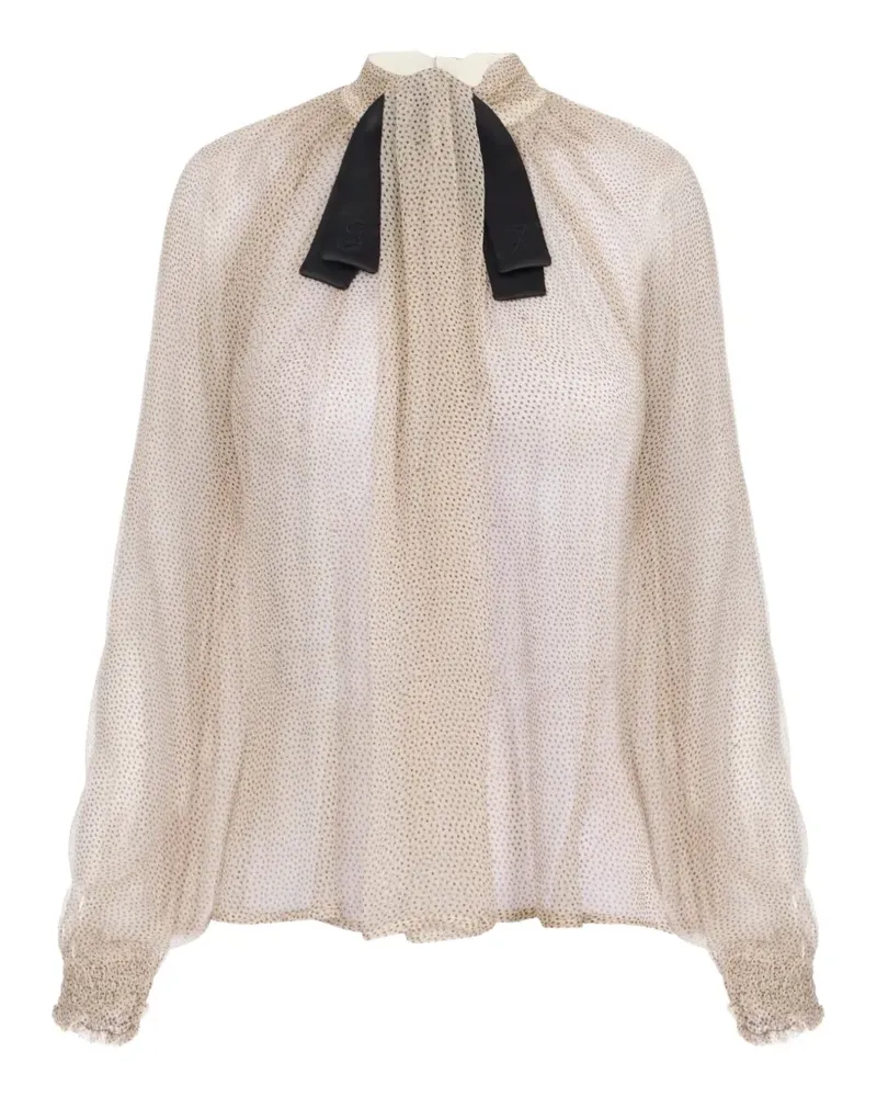 Elisabetta Franchi Crepon Bluse mit Mikro-Polka Dots - Nude Nude