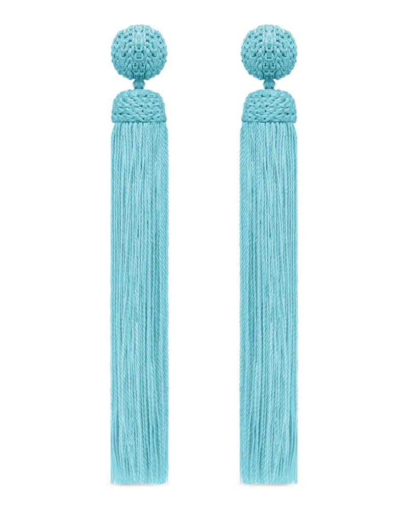Oscar de la Renta silk rope tassel clip-on earrings - Blau Blau