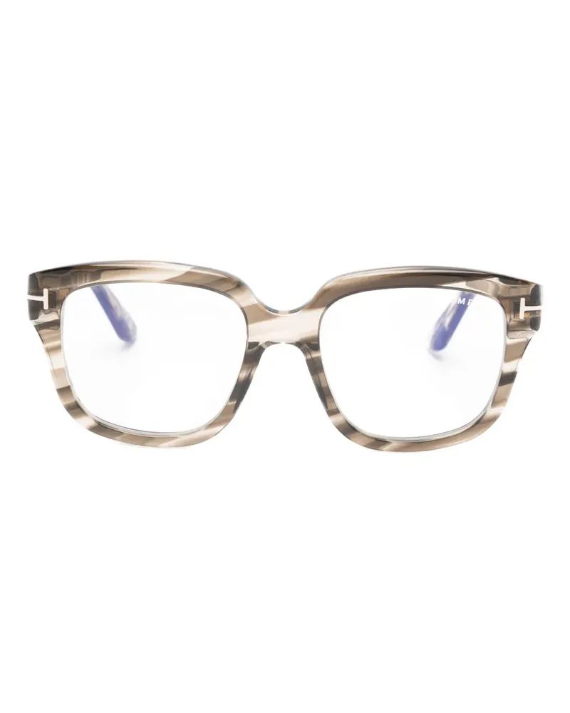 Tom Ford Geometrische Brille mit Streifen - Braun Braun