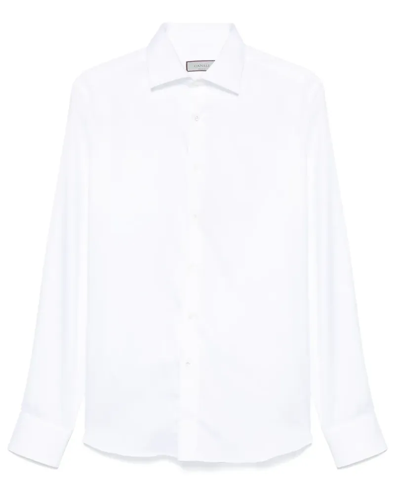 Canali Hemd aus Twill - Weiß Weiß