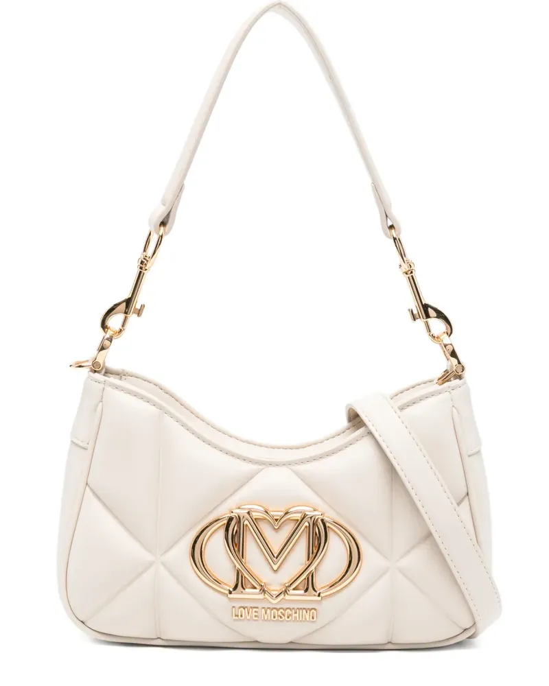 Moschino Gesteppte Schultertasche mit Logo - Nude Nude