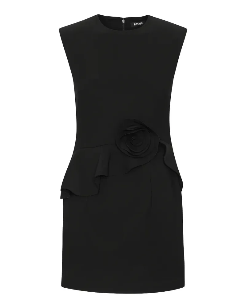 ROTATE Birger Christensen floral-appliqué peplum-hem mini dress - Schwarz Schwarz