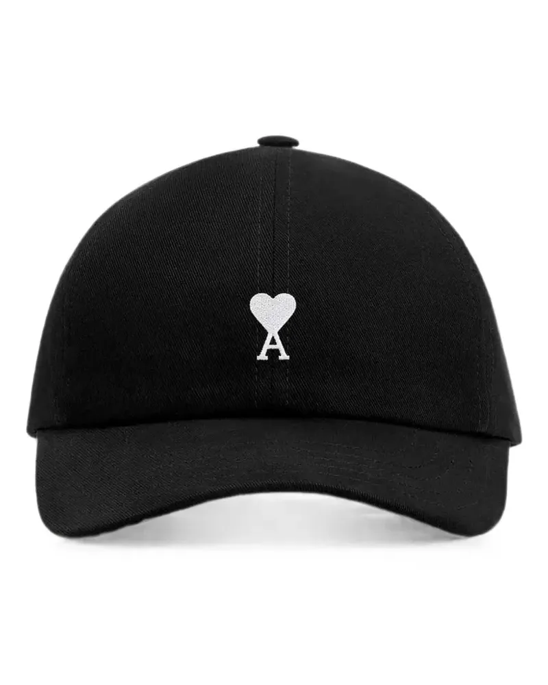 AMI Paris black cotton cap with Ami de Coeur - Schwarz Schwarz