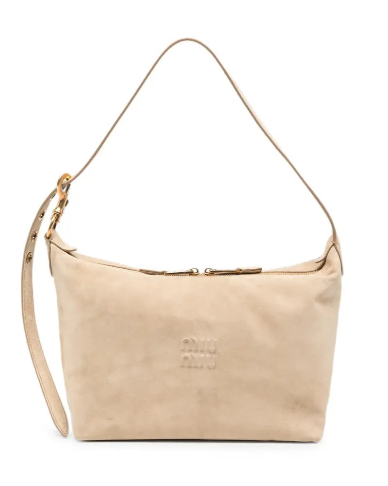 Miu Miu Schultertasche mit Logo-Prägung - Nude Nude