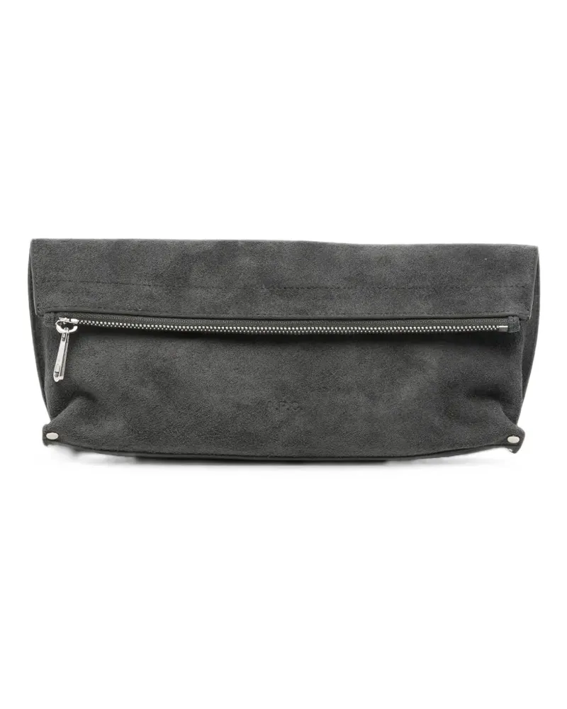 A.P.C. suede zip-top clutch bag - Grau Grau