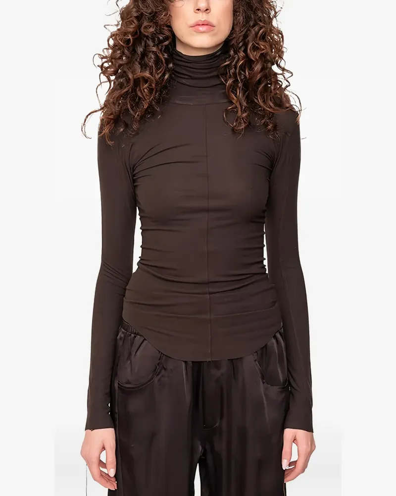 Andrea Ya'aqov ribbed turtleneck top - Braun Braun