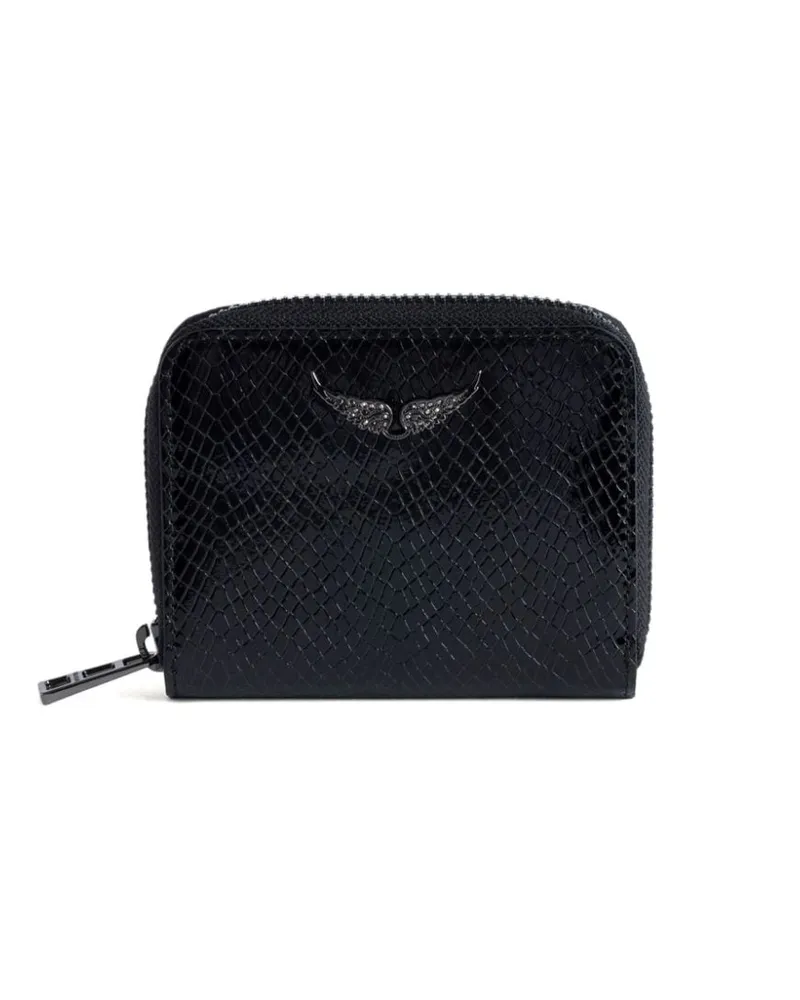 Zadig & Voltaire Mini ZV Portemonnaie mit Kroko-Optik - Schwarz Schwarz
