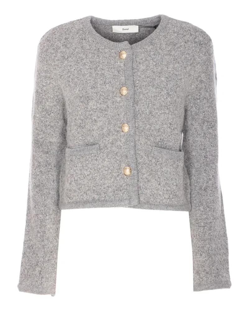Dunst Kragenloser Bouclé-Cardigan - Grau Grau
