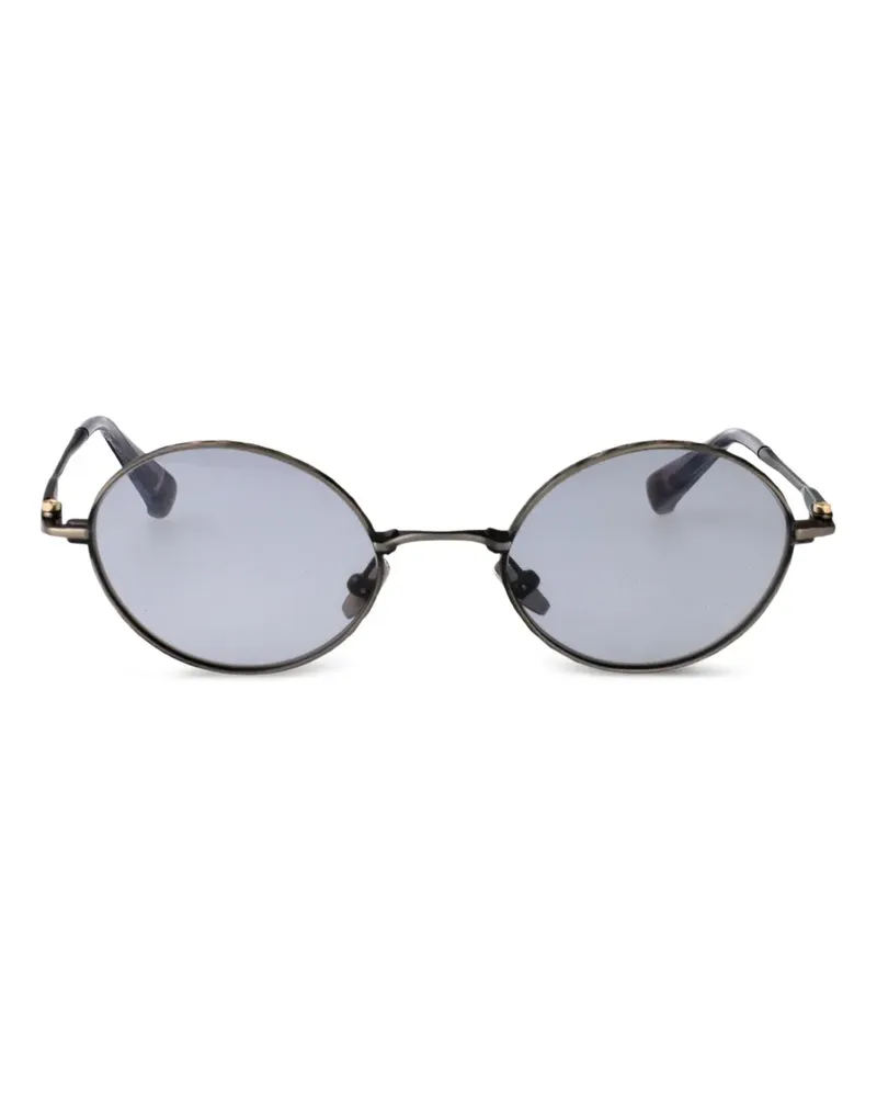 Yohji Yamamoto Sonnenbrille mit rundem Gestell - Schwarz Schwarz