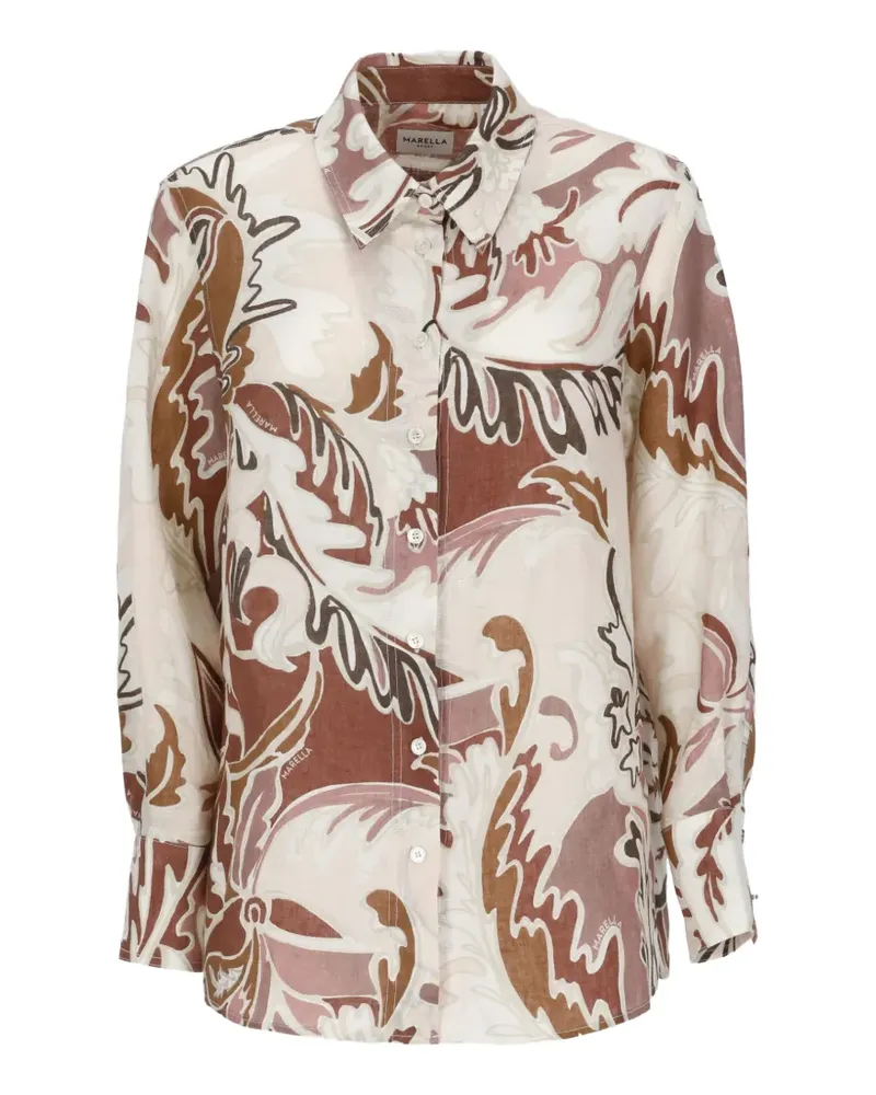 MARELLA Hemd mit abstraktem Print - Braun Braun