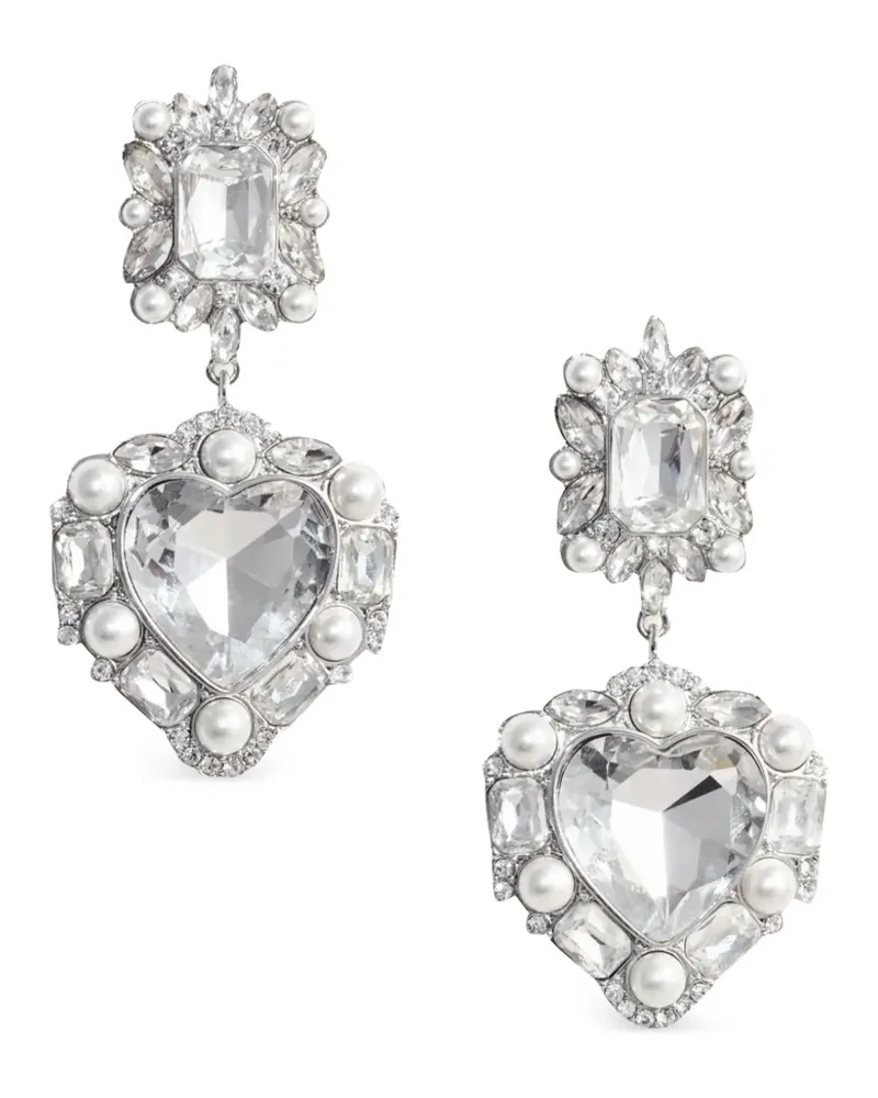 Self-Portrait crystal-embellished heart earrings - Silber Silber